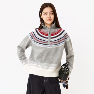 芭依璐毛衣针织衫女2025冬季新款羊毛衫韩版显瘦百搭费尔岛外套女