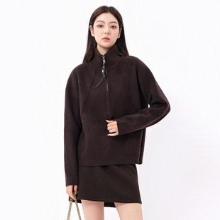 女装 百搭休闲针织衫 毛衣女套头高领半拉链保暖长袖 芭依璐2025新款