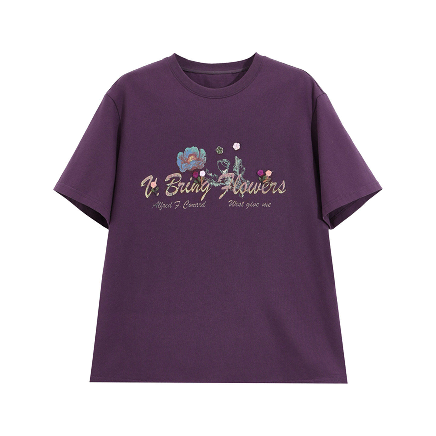 芭依璐2026夏季新款T恤女时尚复古显瘦纯棉绣花休闲套头短袖上衣