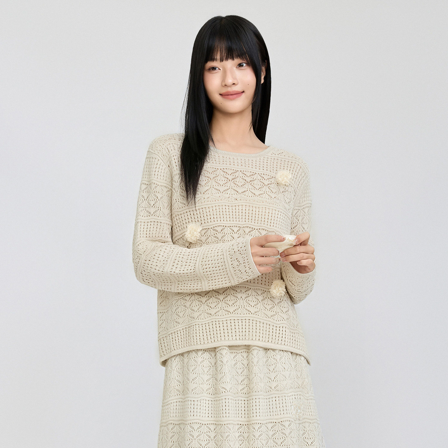 芭依璐2026新款镂空羊毛衫女款