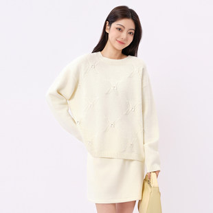 套头针织衫 芭依璐2025秋冬新品 设计感长袖 时尚 女 气质优雅毛衣韩版