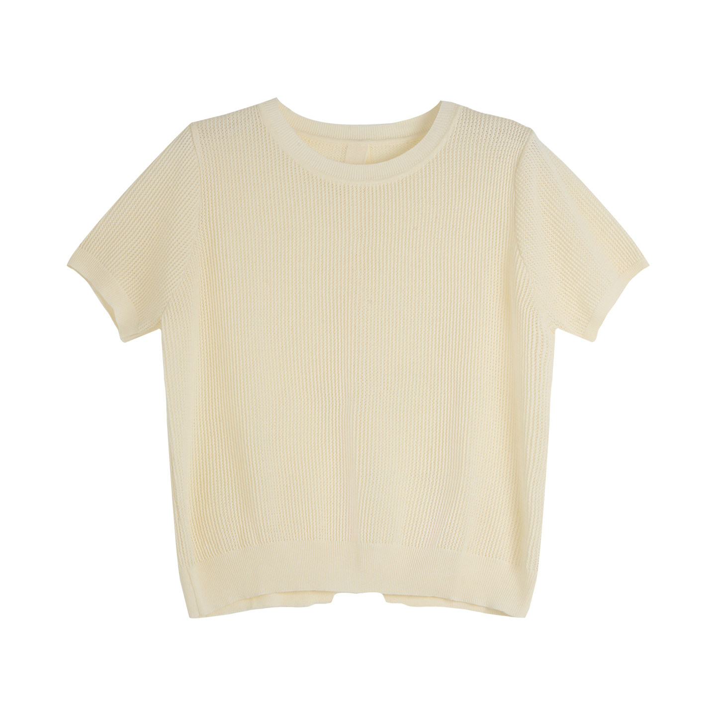 芭依璐圆领短袖针织衫女2026夏季新款小个子显瘦遮肉简约小众上衣