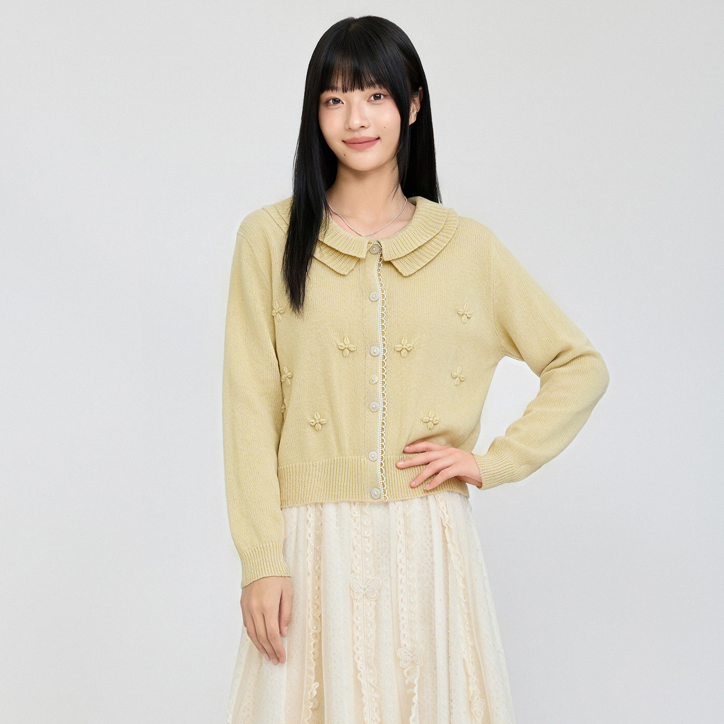 芭依璐2026新款羊毛开衫女针织衫