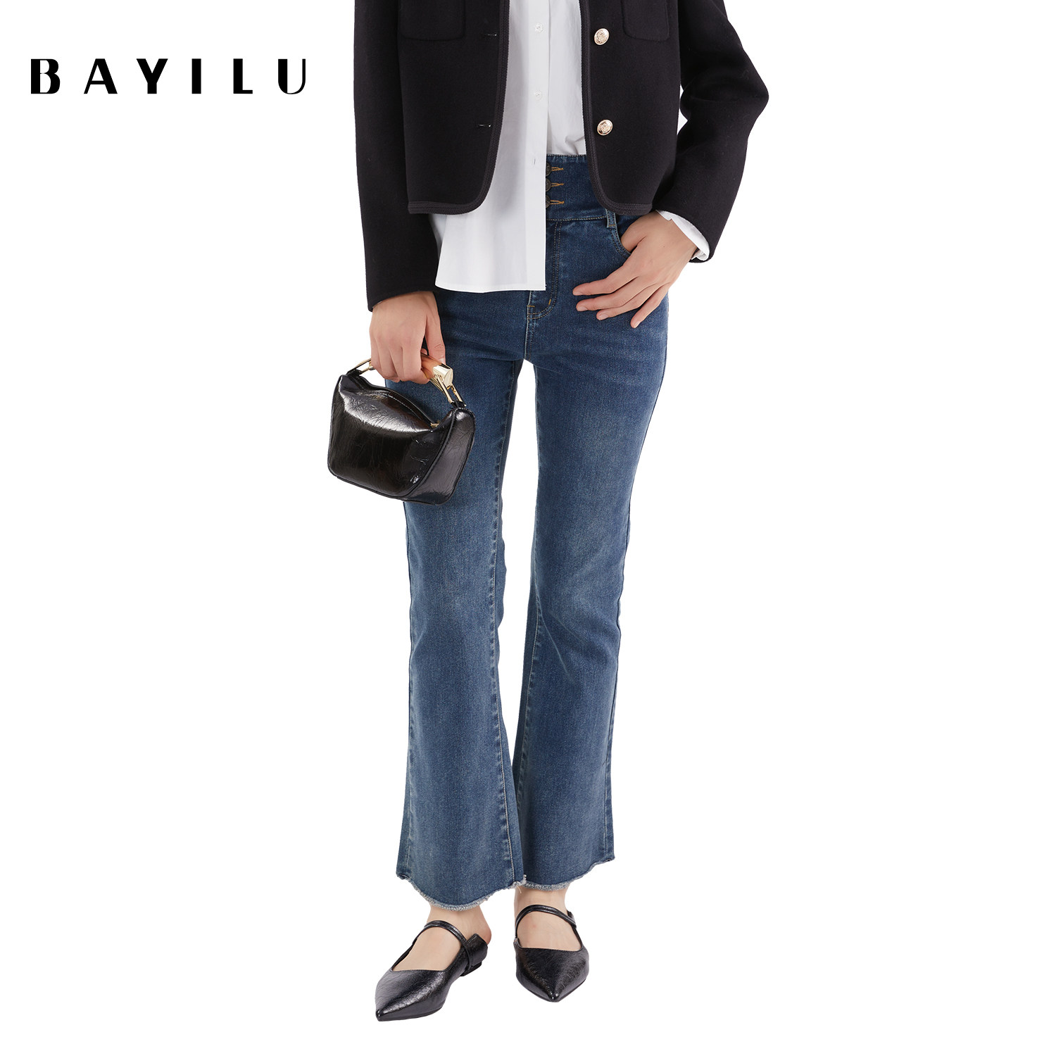 芭依璐2026春装新款牛仔裤时尚百搭显瘦阔腿裤长裤韩版女直筒裤