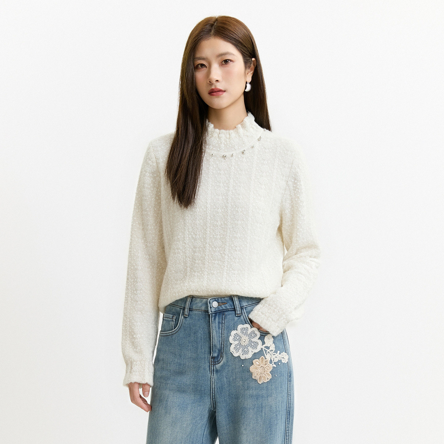 芭依璐秋冬显瘦半高领女针织衫