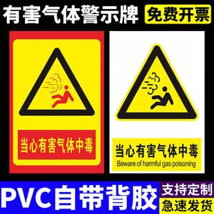 当心有害气体中毒标识牌当心有害气体毒气煤气农药中毒有毒安全标志牌警示警告危险温馨提示牌告知标志牌定制