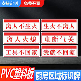 厨房重地禁止吸烟闲人免进下班必须关煤气标识牌餐厅食堂保持卫生离人火熄电断气关厨房标识贴明厨亮灶欢迎