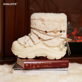 kaalixto新款 潮流 户外防滑短靴女时尚 保暖男女款 加绒雪地靴男冬季