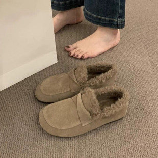 牛皮版~小个子增高勃肯鞋平底女鞋外穿包头高品质毛绒复古博肯鞋