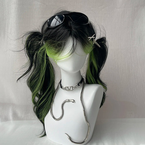 假发女绿色挑染全头套中分大波浪长卷发演出哥特风cos整顶假发套