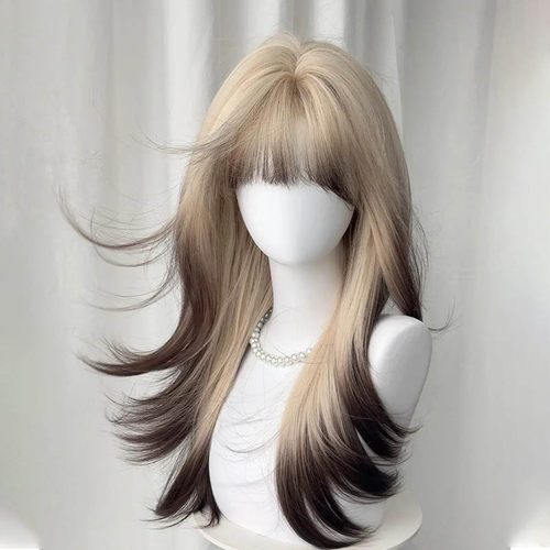 白金挑染全头套仿真发假发女团