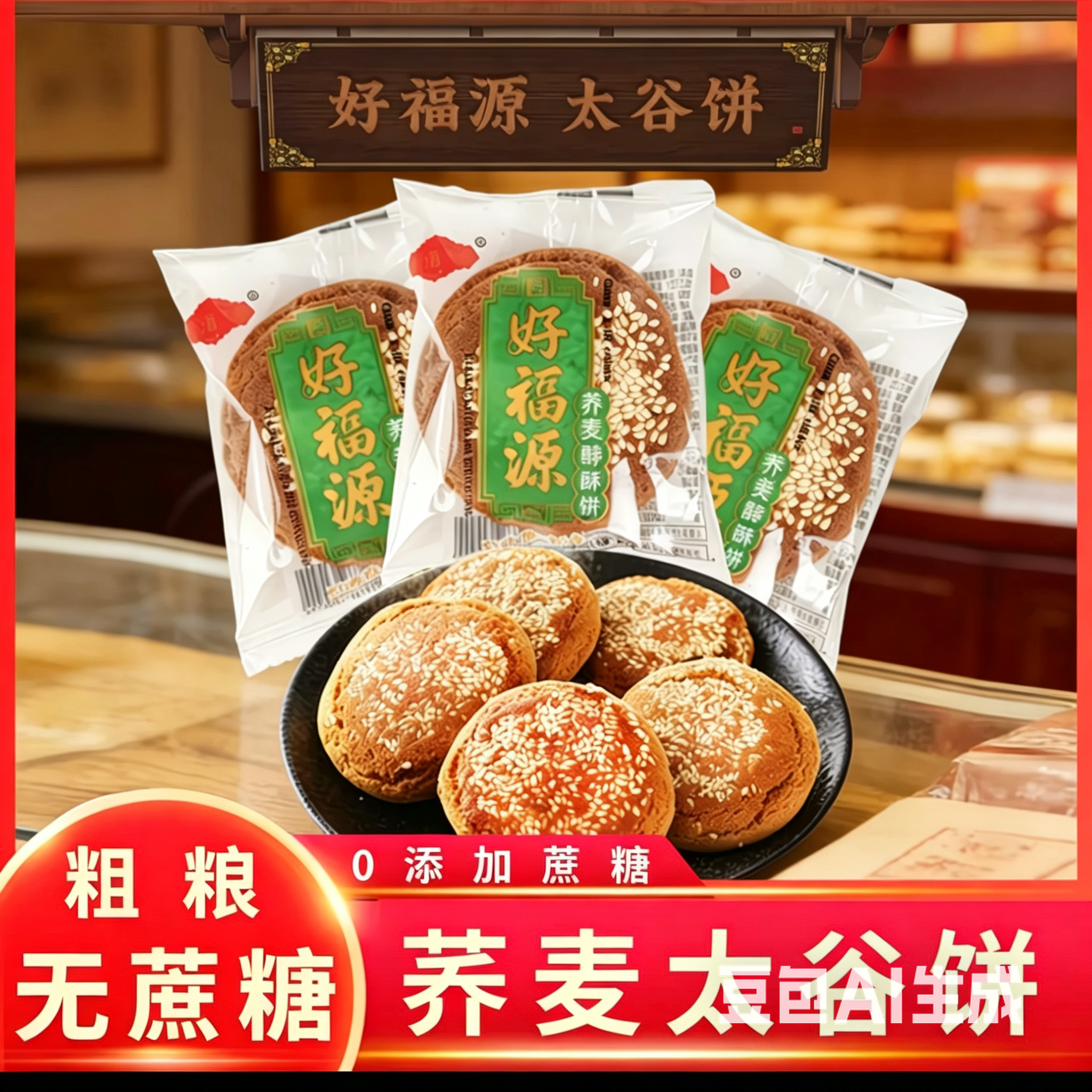 正宗好福源山西特产荞麦木糖醇太谷饼30g*20袋中老年传统食品