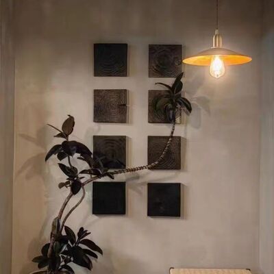 侘寂风摆件碳化木年轮木块装饰画民宿软装家居好物服装店装饰墙饰