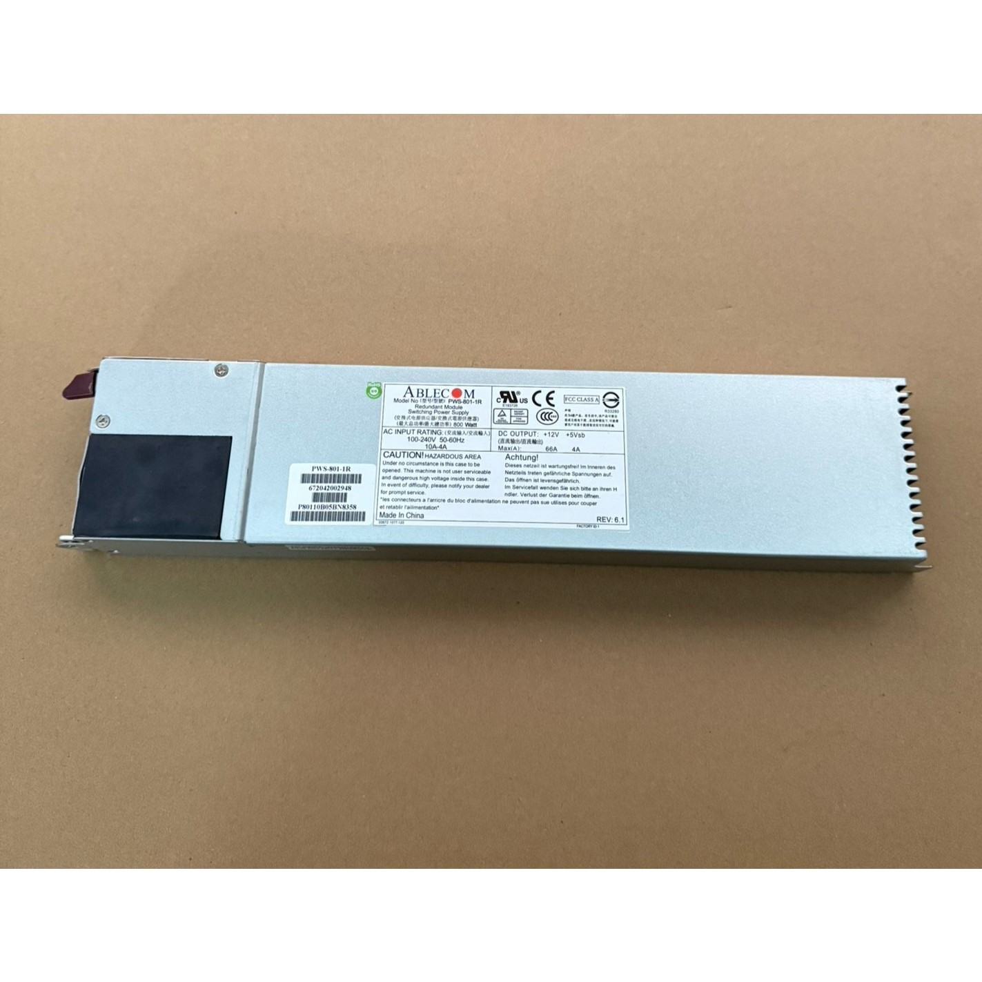 超微PWS-801-1R电源800W冗余电源