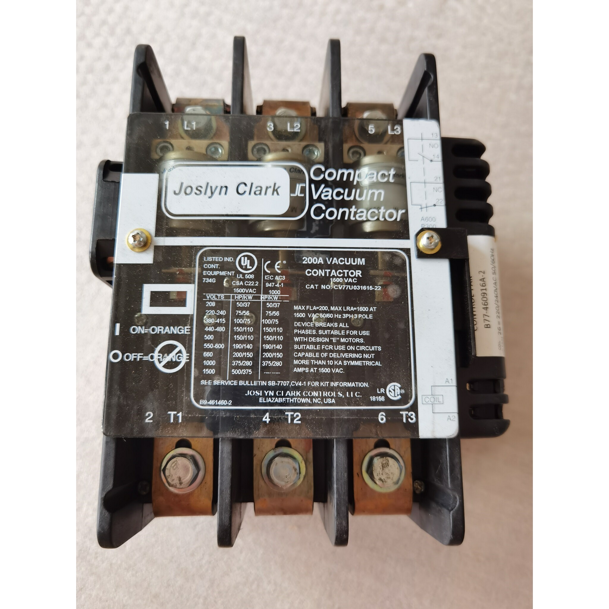 德国原装进口Joslyn Clark克拉克真空接触器,型号C