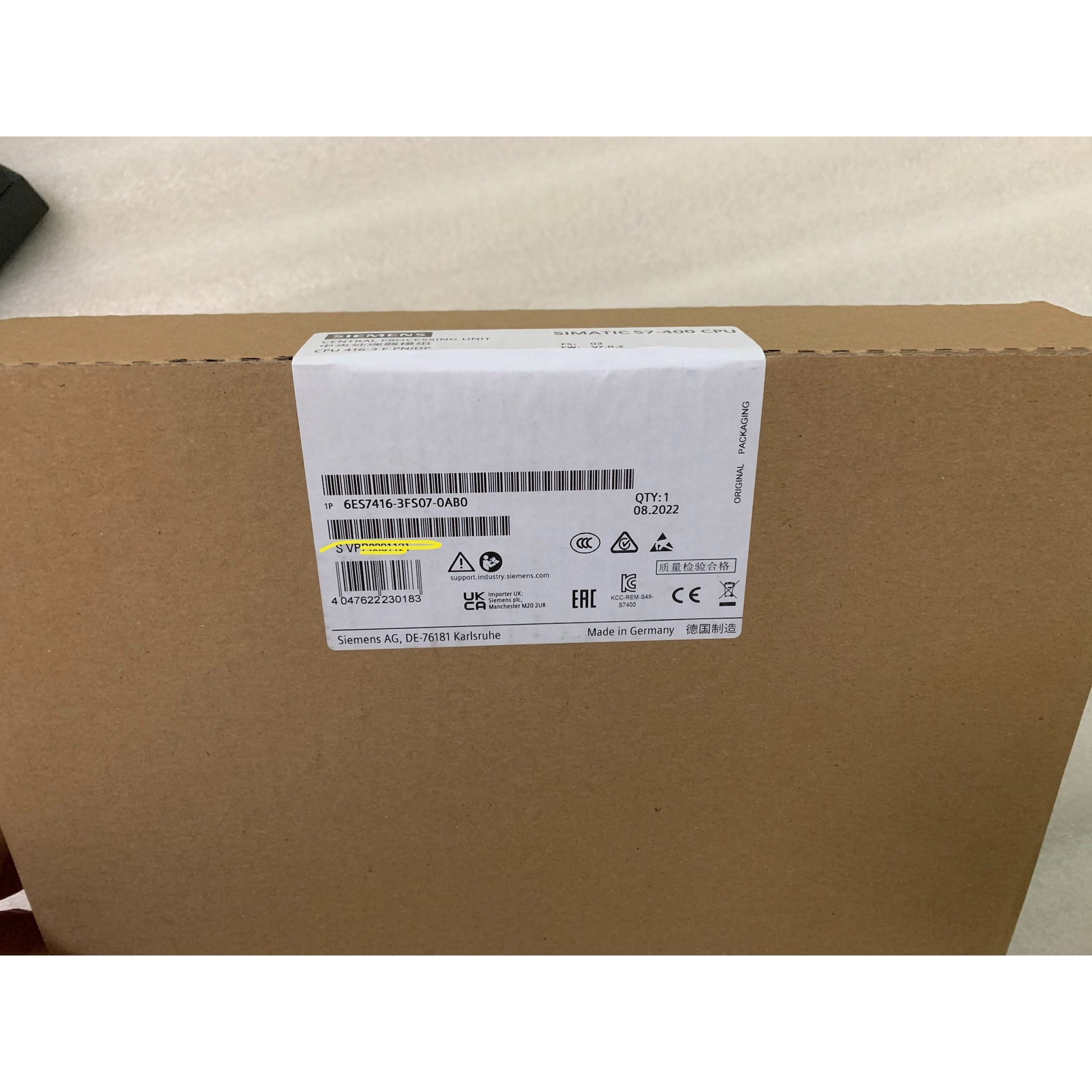 6ES7416-3FS07-0AB0全新原装保内未开封,实单