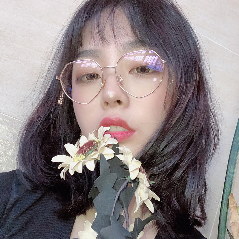 ins链条吊坠多边形框架近视眼镜