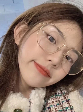 倪妮同款金丝素颜神器眼镜框大框韩版潮平光镜防蓝光辐射大脸显瘦