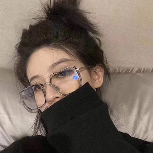 复古个性 小红书圆脸潮防蓝光近视眼镜男 豹纹平光眼镜框女网红同款