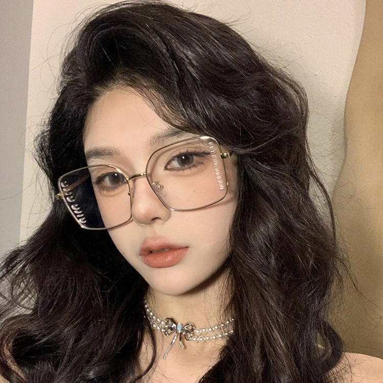 网红款金丝大方形眼镜框复古眼镜