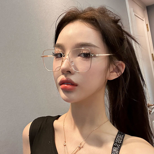 韩版 方圆脸眼睛框架 超轻金丝眼镜框近视女高级感可配度数2024新款