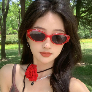 白鹿同款gm猫眼墨镜女高级感辣妹大红色眼镜潮流街拍男近视太阳镜