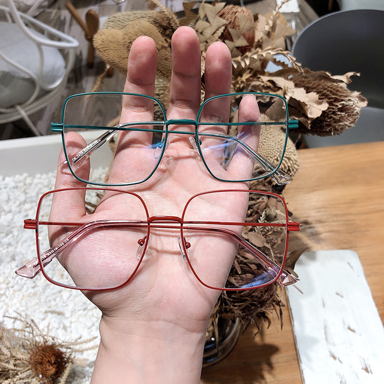 红色烤漆金属超大眼镜男韩版潮防辐射抗蓝光大框眼镜框女近视可配