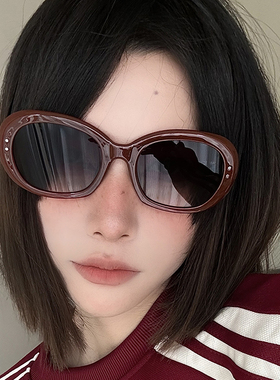 红色猫眼墨镜女高级感美式复古辣妹方圆脸眼镜防紫外线近视太阳镜