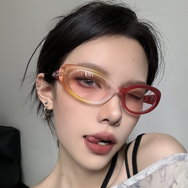 gm美式复古猫眼墨镜男款户外骑行登山红色防紫外线近视太阳眼镜女