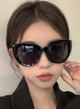 夏季个性黑色猫眼大框墨镜女配饰太阳眼镜高级感欧美网红眼镜拍照