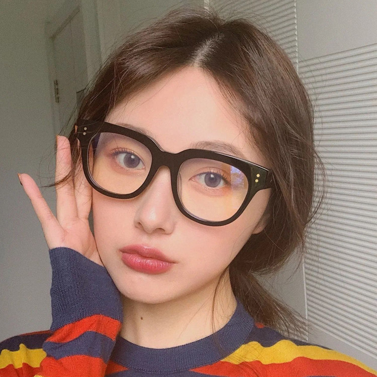 GM黑框近视眼镜框女黑色边框粗框大框素颜神器眼镜可配度数防蓝光