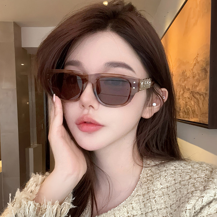 复古猫眼金属链条豹纹框太阳镜女