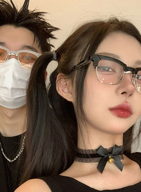 情侣款黑框多边形素颜防蓝光辐射学生配近视度数网红拍照眼镜男女