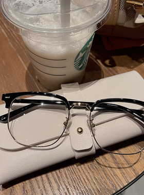 超轻复古半框近视眼镜框男款可配度数镜片眉线框钛架配防蓝光眼睛