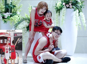 促销亲子球衣情侣装三口全家装透气速干篮球服背心短裤套装连衣裙