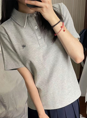 JK【五月蝶】上衣polo杉收腰显瘦显白 包邮浅粉色薄荷绿灰色