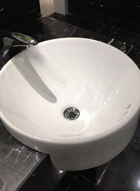 科贝拉勒半嵌入式台盆K-97013T-0乔司圆形洗面盆艺术洗脸盆半挂盆