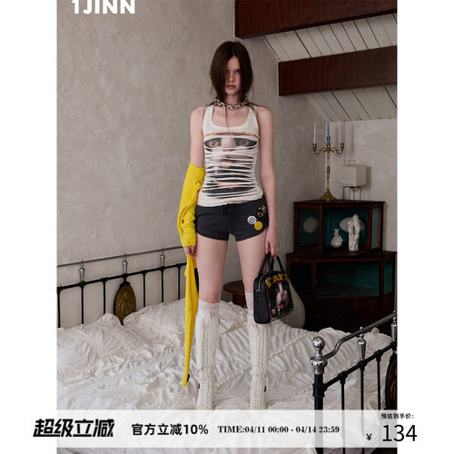1JINNSTUDIO不规则破洞工字背心