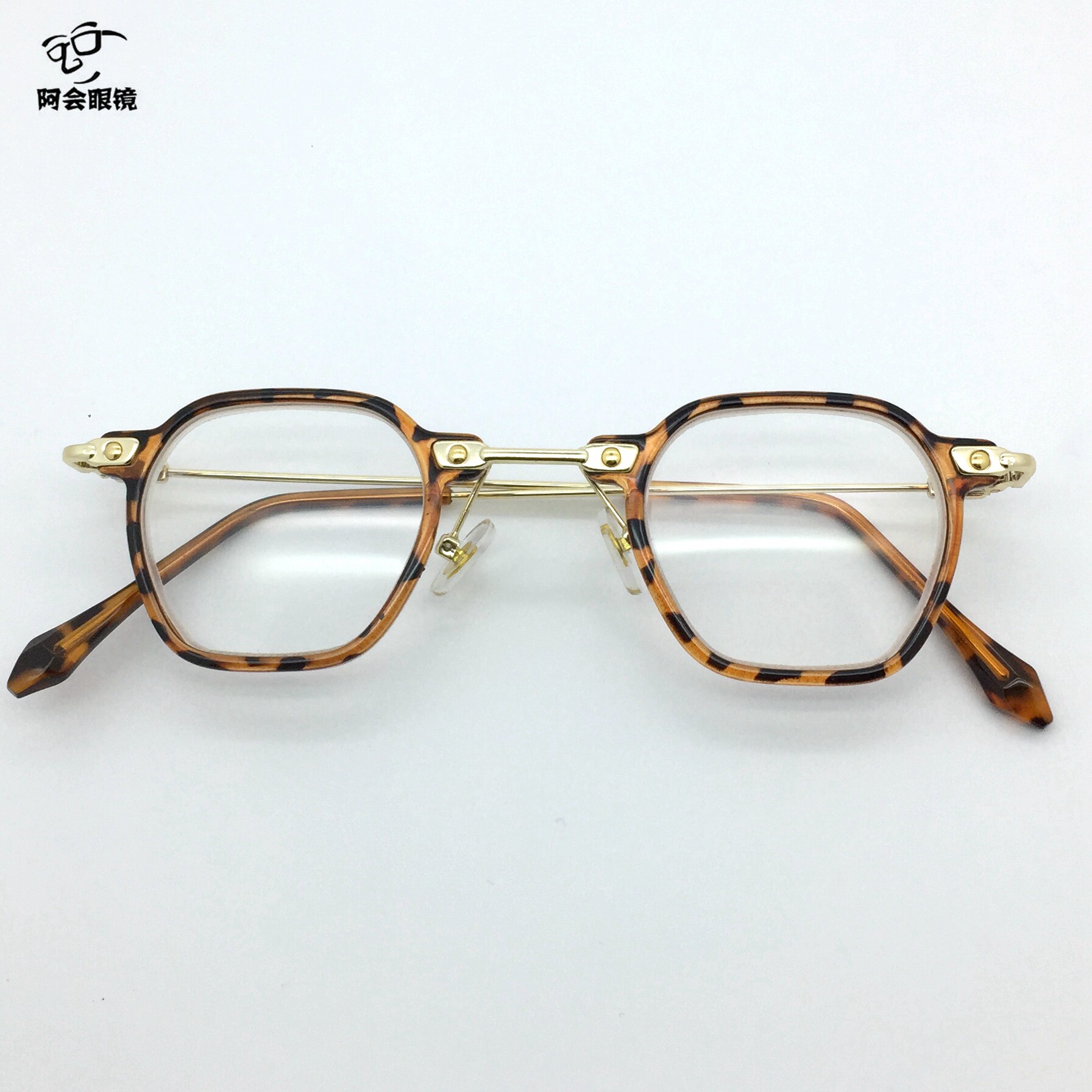 个性复古多边形超小框眼镜朋克风日系中金小脸眼镜架配成品近视镜