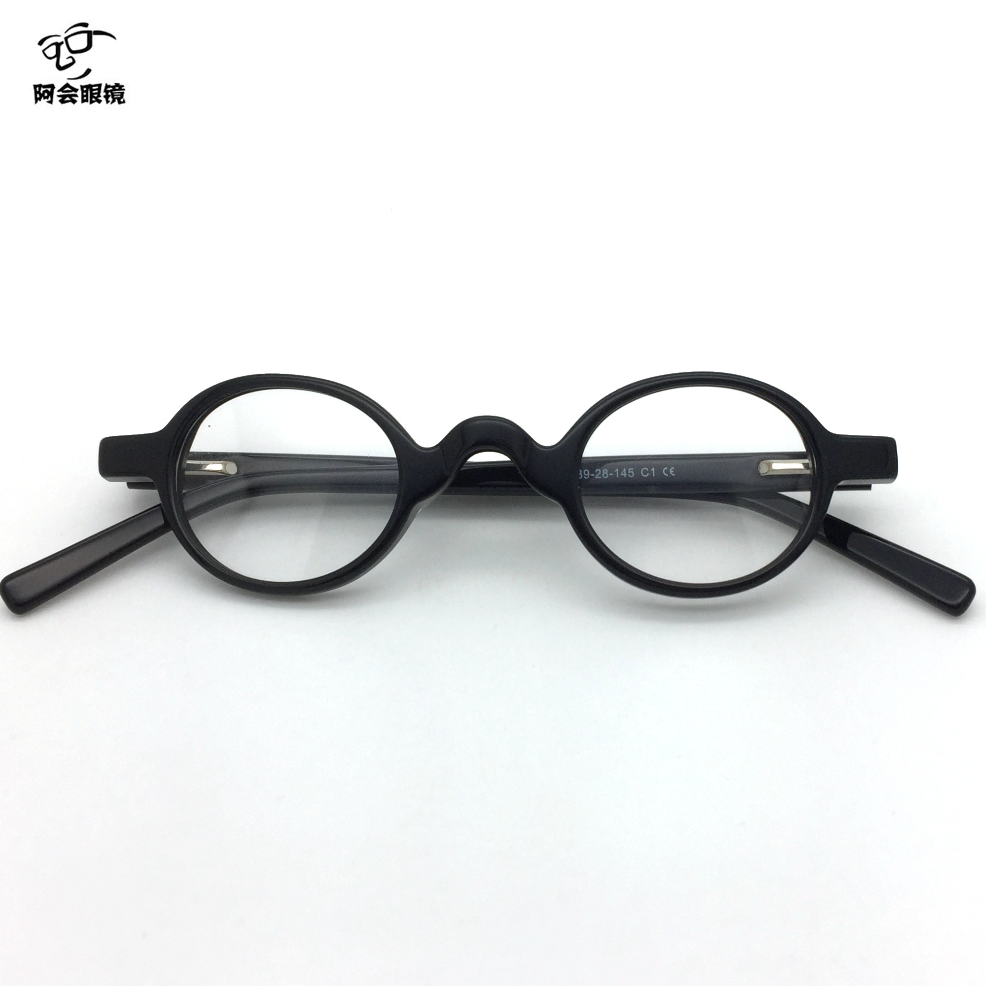 复古椭圆形小框眼镜架手工板材无鼻托眼镜男女小脸配高度数近视潮