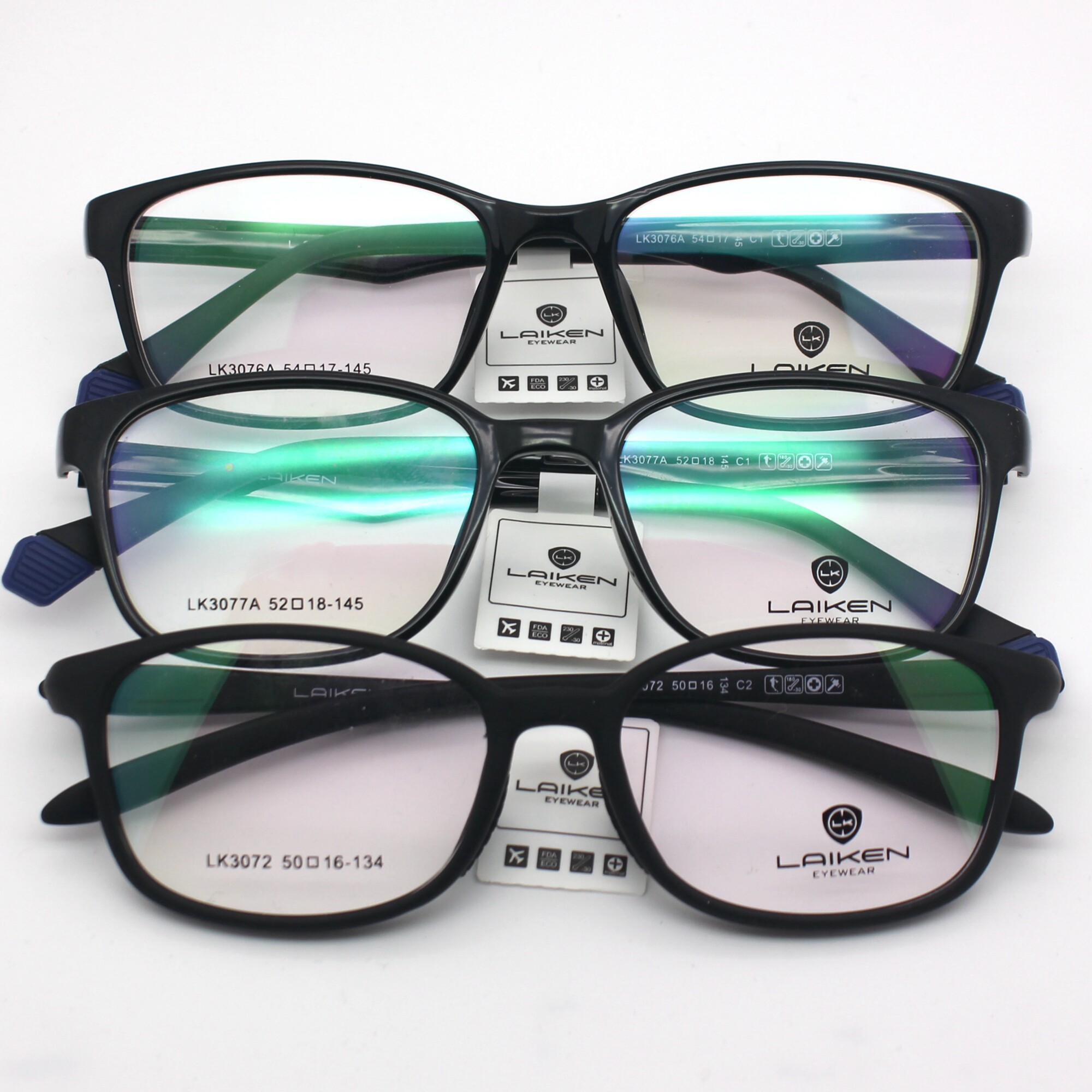 laiken莱肯眼镜架黑色超轻舒适全框近视眼镜男lk3072/3076a/3077a