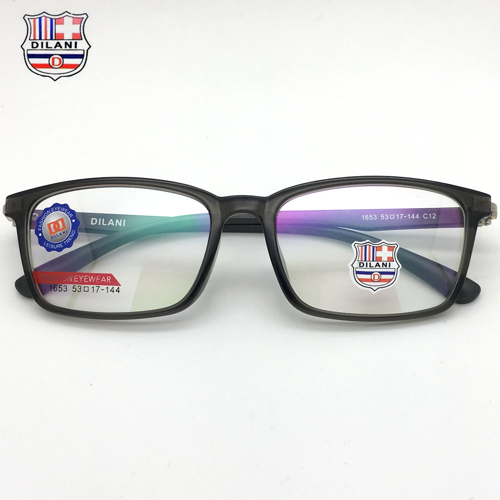 DILANI迪拉尼眼镜架超轻TR黑色方形全框眼镜男女配近视防蓝光1653