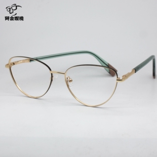 糖果彩色复古金属猫眼小框眼镜架女款弹簧腿素颜防蓝光眼镜配近视