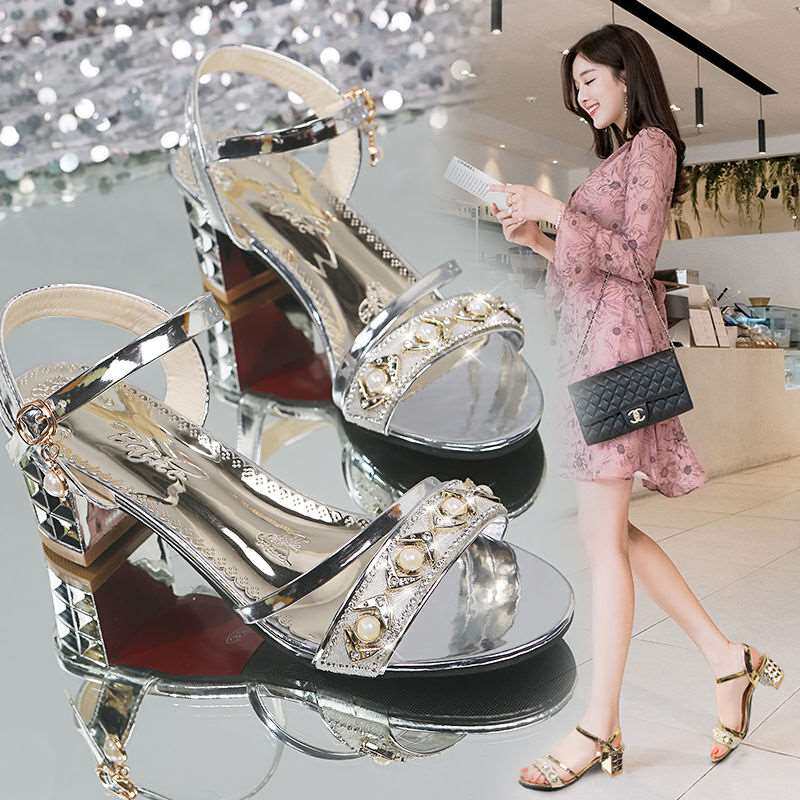 Sandals Boutique summer new pattern With crude Word buckle Rhinestone Korean Edition High-heeled Toe Pearl sexy Versatile Sandalsin the Women's clothing/Boutique , Set/Student uniforms/Work uniforms , Leisure sports suit  category - from Buy2taobao.com to provide professional Taobao agent buy service