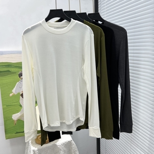 纯色打底羊毛衫 宽松舒适长袖 T恤百搭显瘦上衣 基础简约款 试衣间