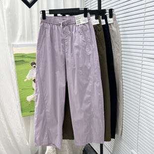 休闲廓形工装 长裤 系腰带弯刀裤 子夏新款 女装 镰刀裤 休闲裤 包邮