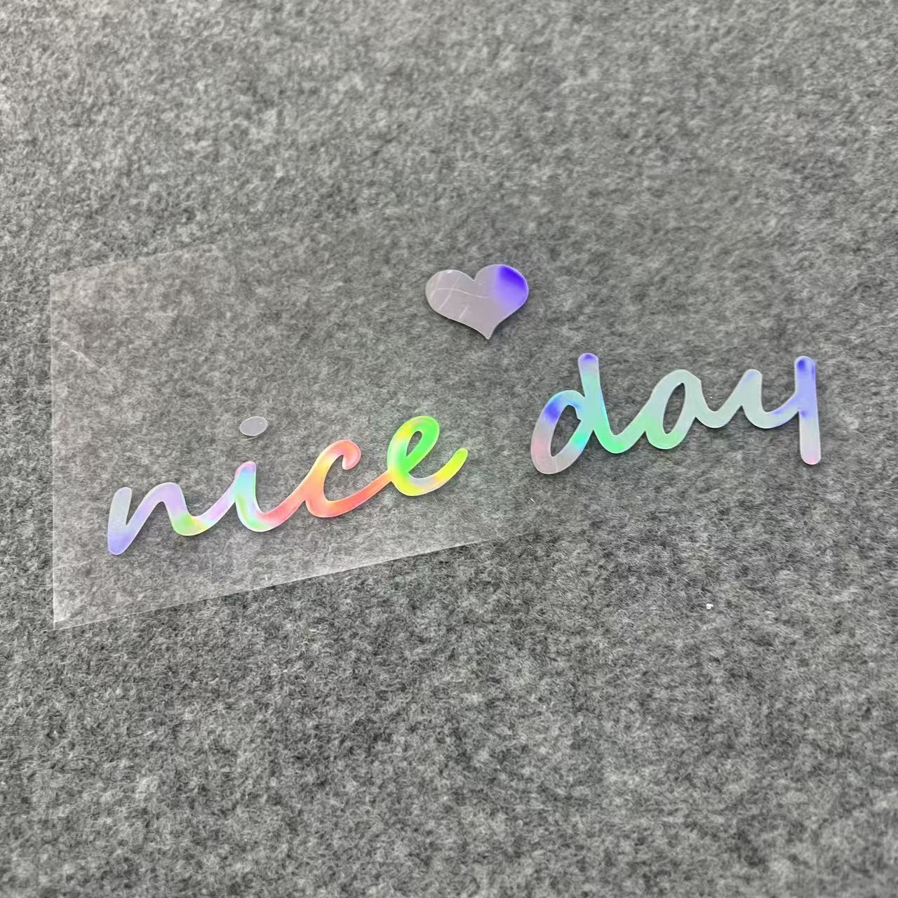 镭射nice day英文个性摩托车油箱划痕贴纸后窗玻璃防水车身装饰贴