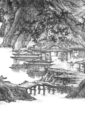 宋李成晴峦萧寺图古代底稿国画