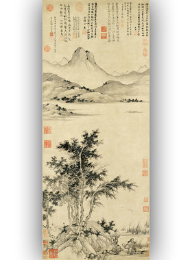 楠庐会所山水画临摹装饰画