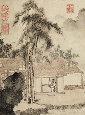 临摹底稿国画楠庐山水画